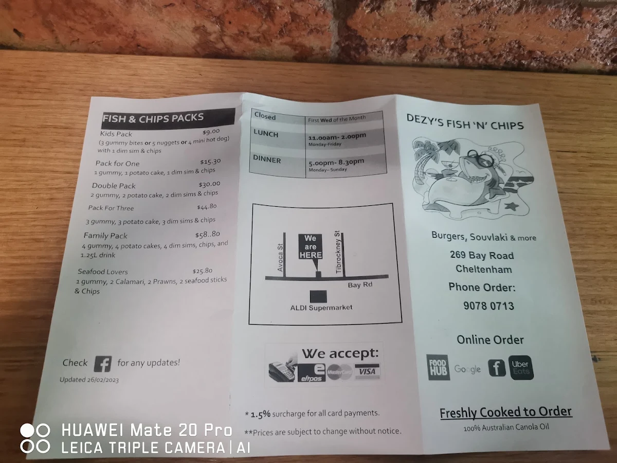Menu, Dezy's