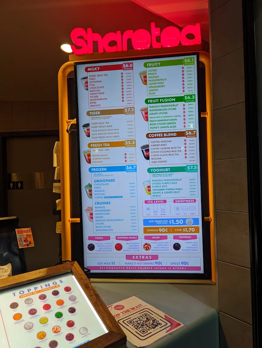 Menu, Sharetea Railway Square