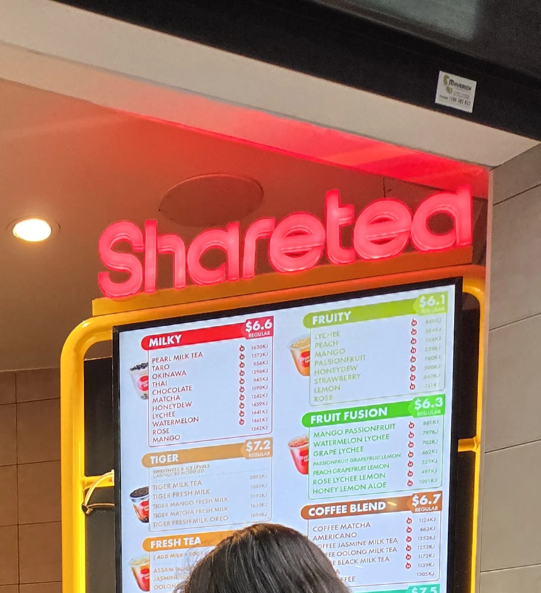 Menu, Sharetea Railway Square