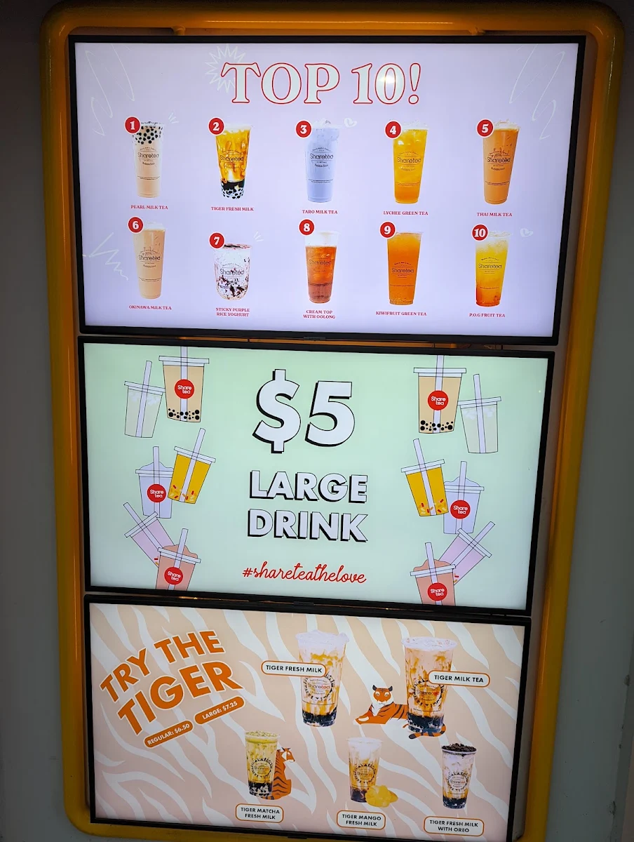 Menu, Sharetea Railway Square