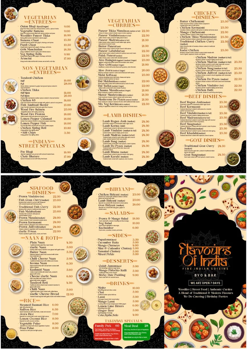 Menu, Flavours Of India