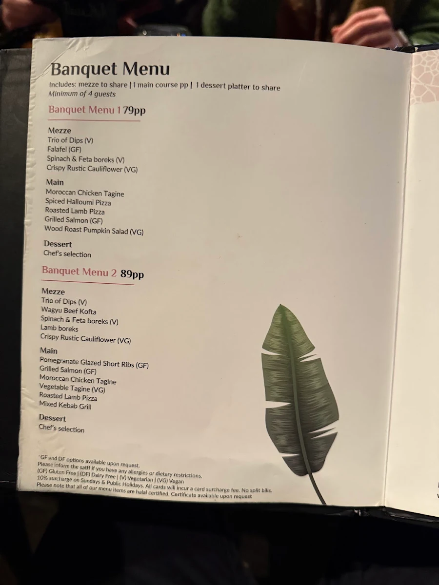 Menu, Mecca Bah Sydney