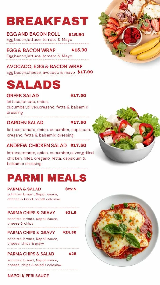 Menu, Lorne Chicken Joint