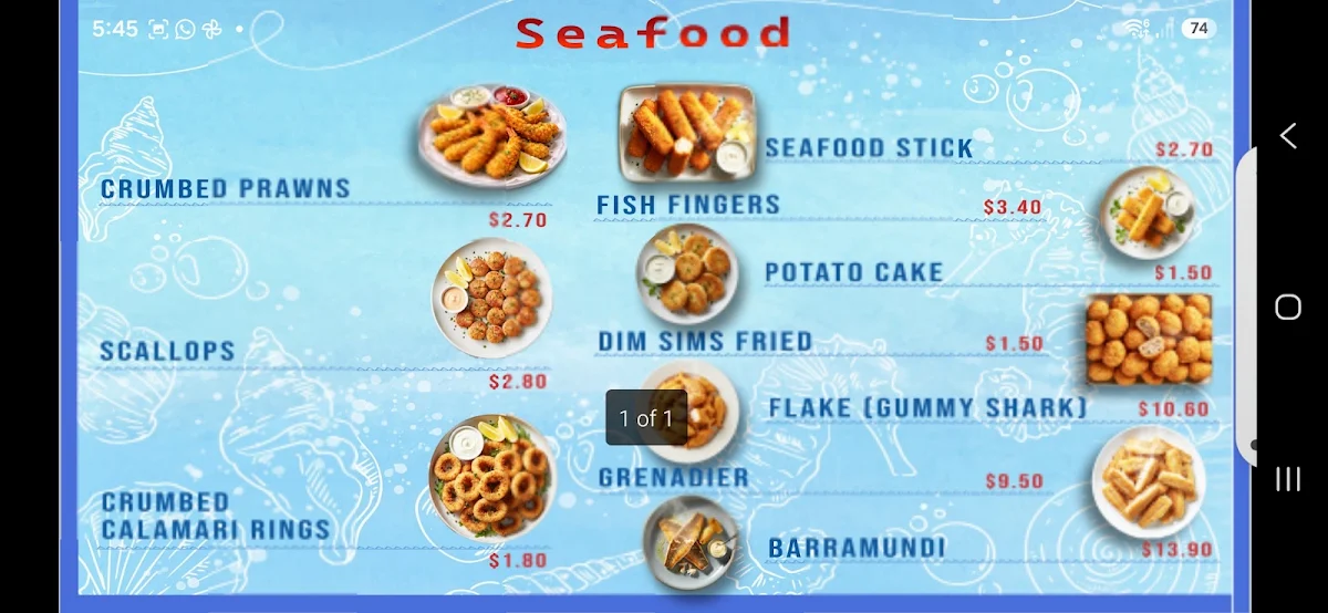 Menu, Lorne Chicken Joint