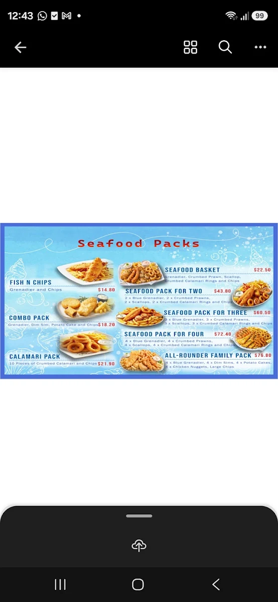 Menu, Lorne Chicken Joint