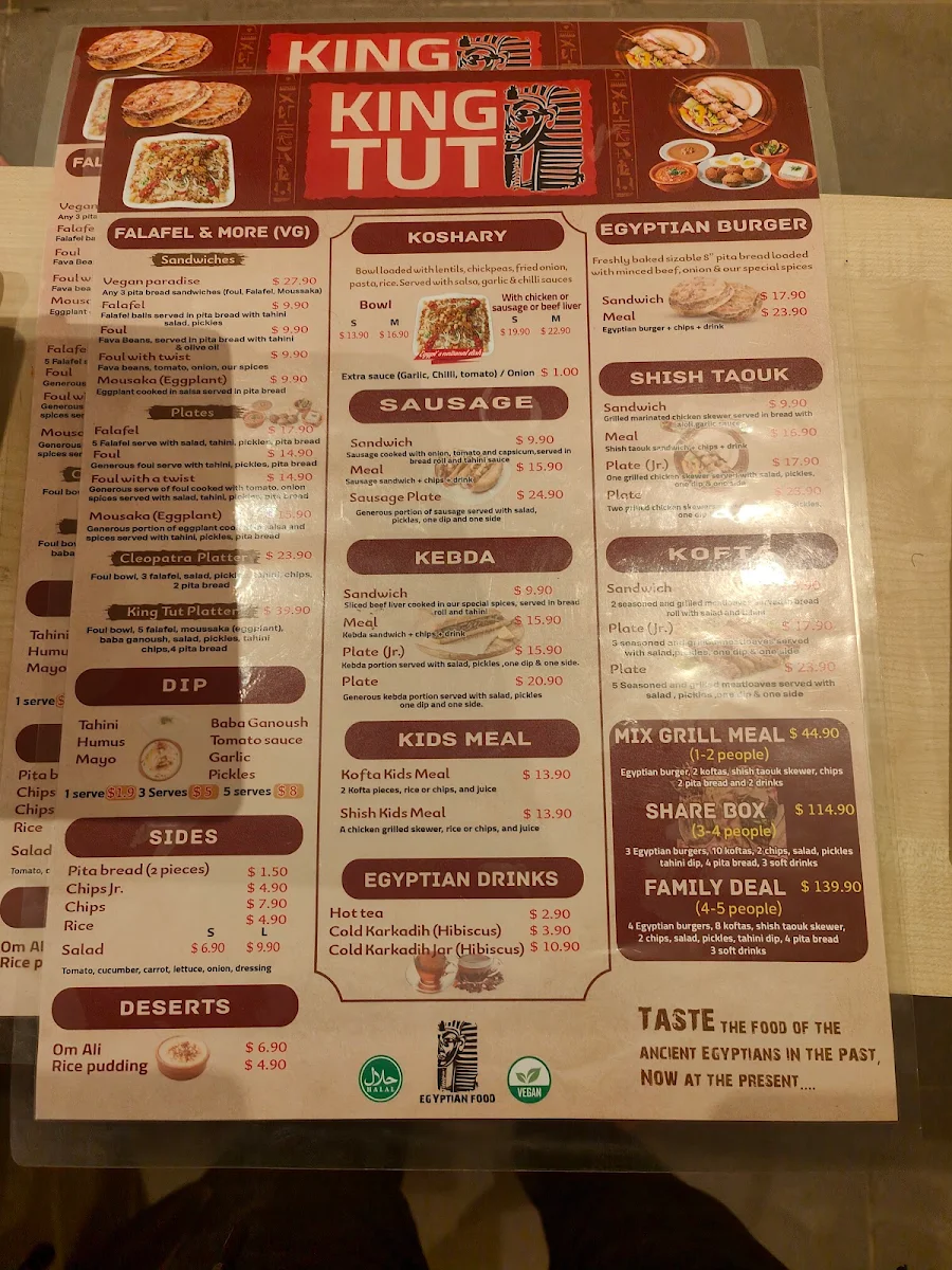 Menu, King TUT