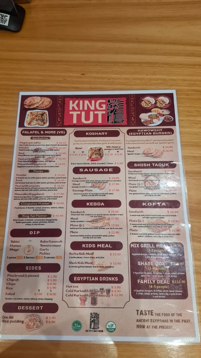 Menu, King TUT