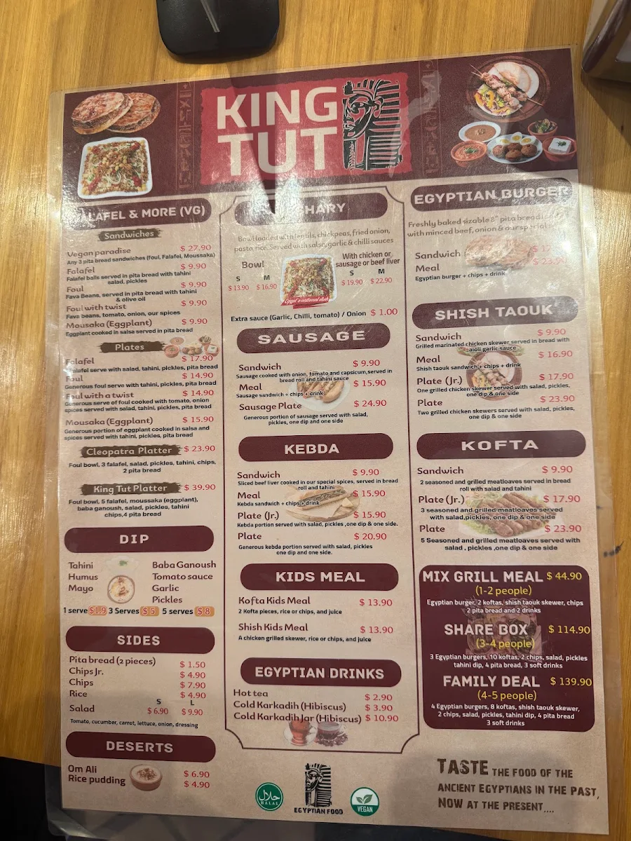 Menu, King TUT