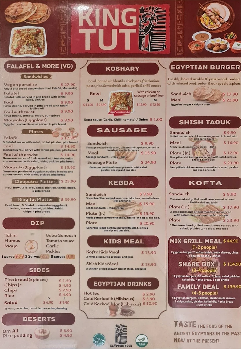 Menu, King TUT