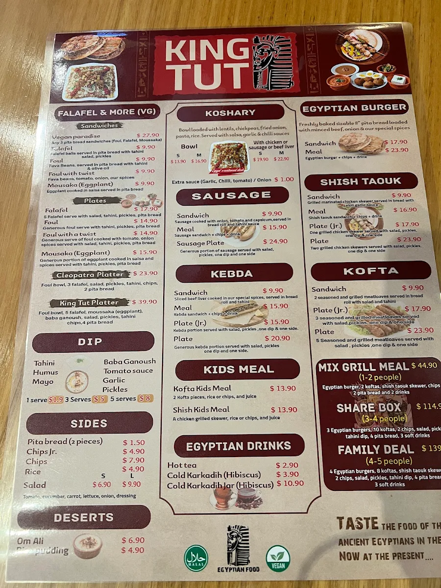 Menu, King TUT