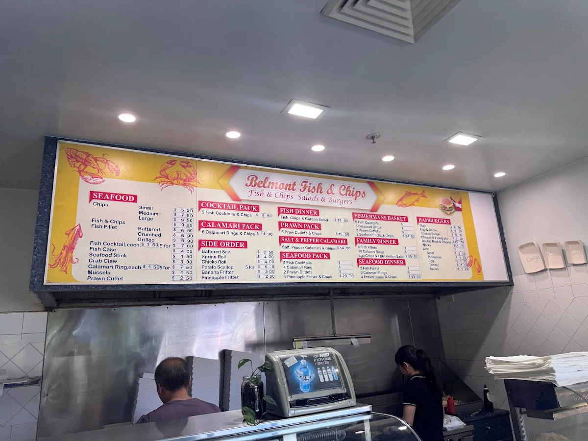 Menu, Belmont fish and chips