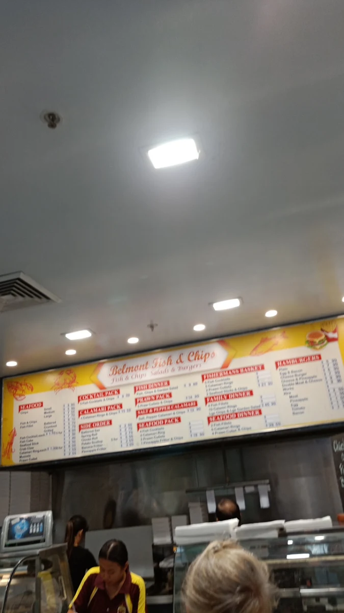 Menu, Belmont fish and chips