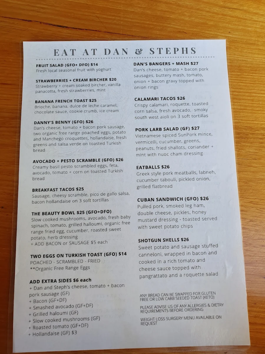 Menu, EAT in the Bay