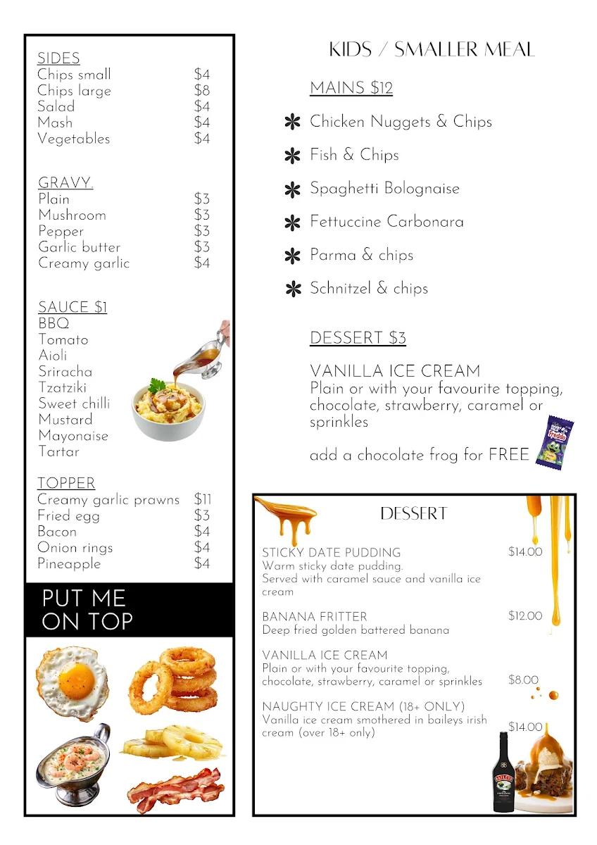 Menu, Yallourn North Hotel