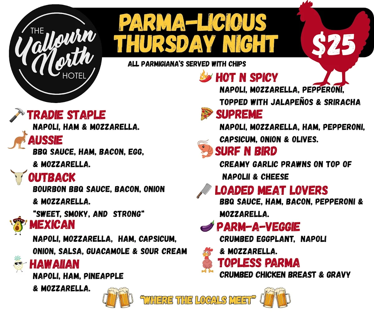 Menu, Yallourn North Hotel