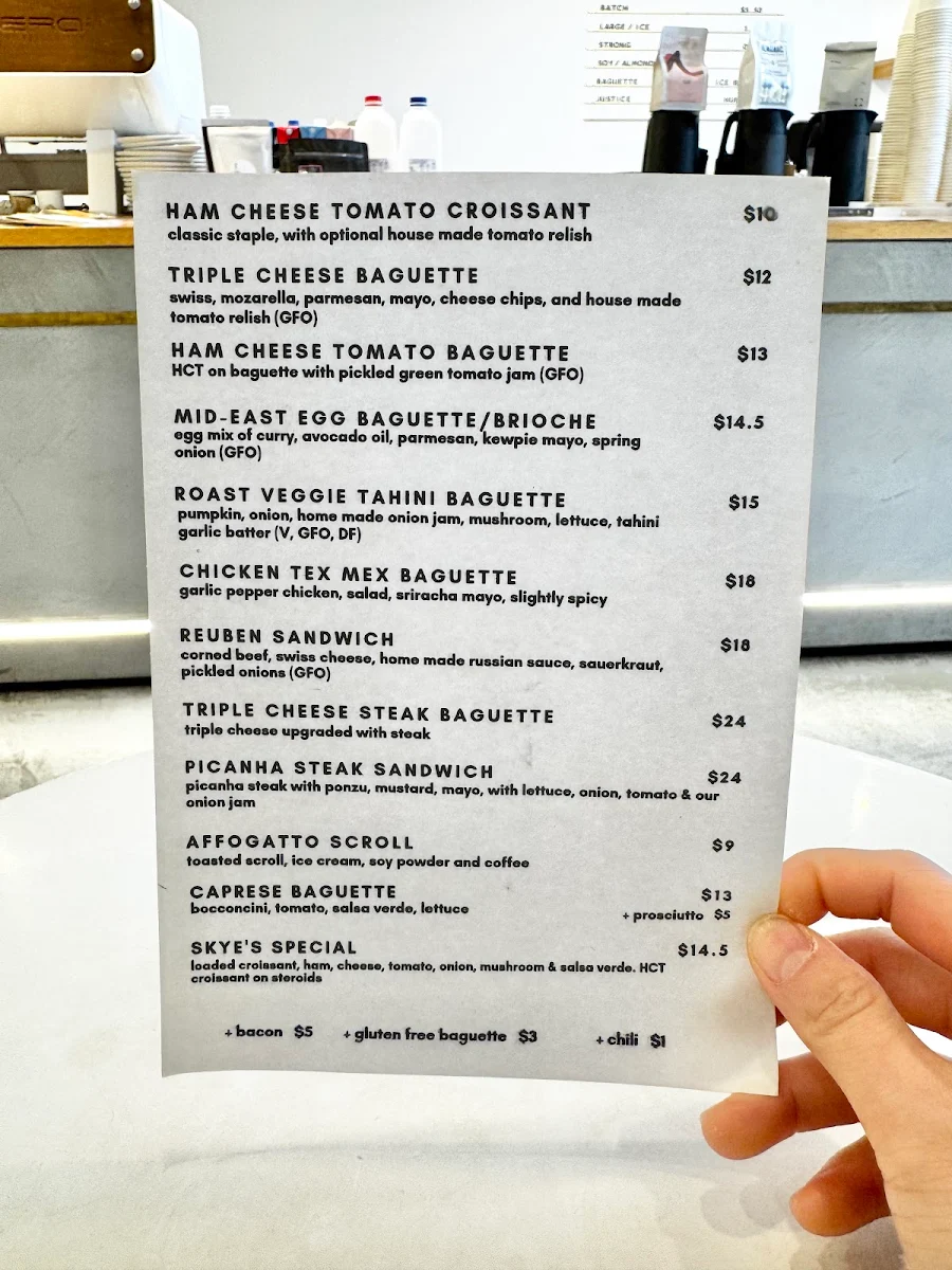 Menu, Micah Coffee Brewers