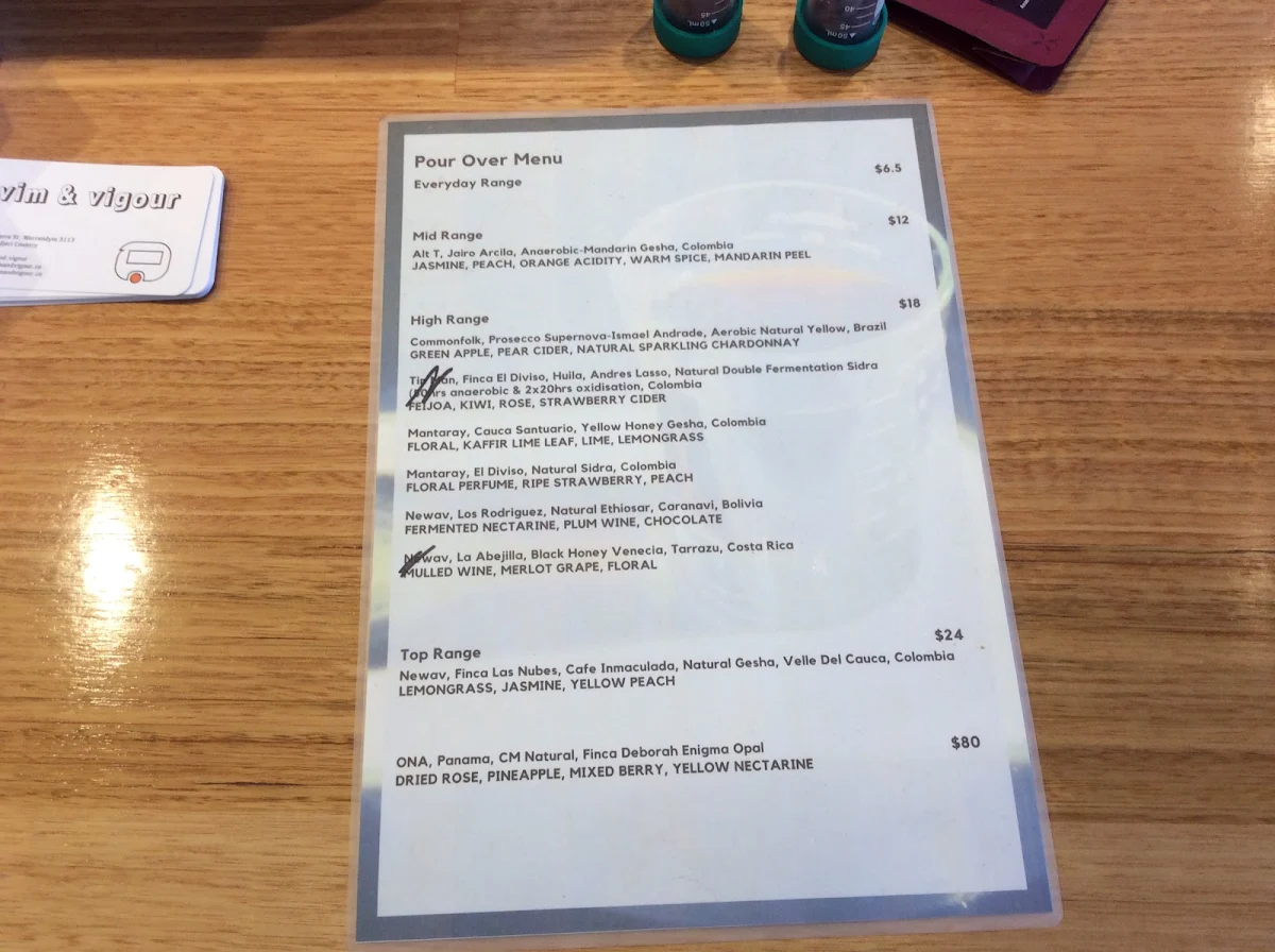 Menu, Micah Coffee Brewers