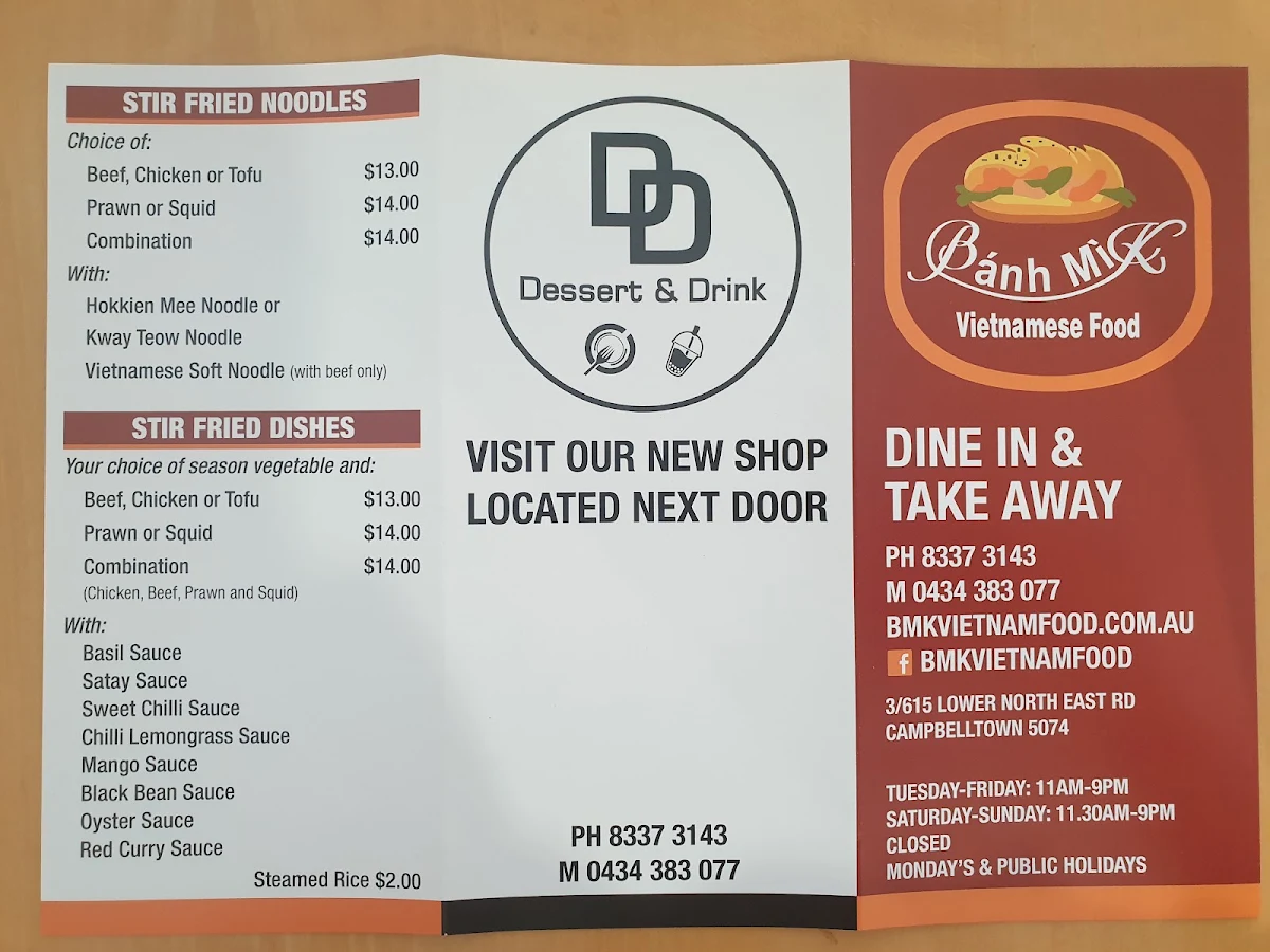 Menu, Banh Mi K