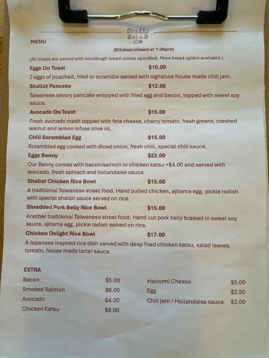 Menu, Studio Solo & Co