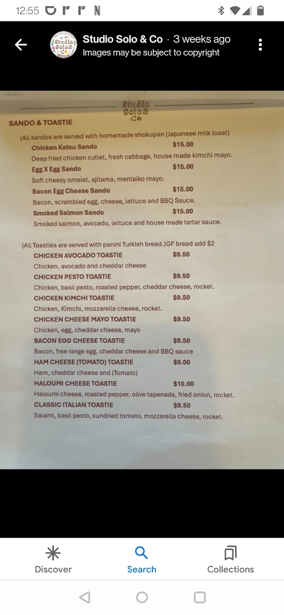 Menu, Studio Solo & Co