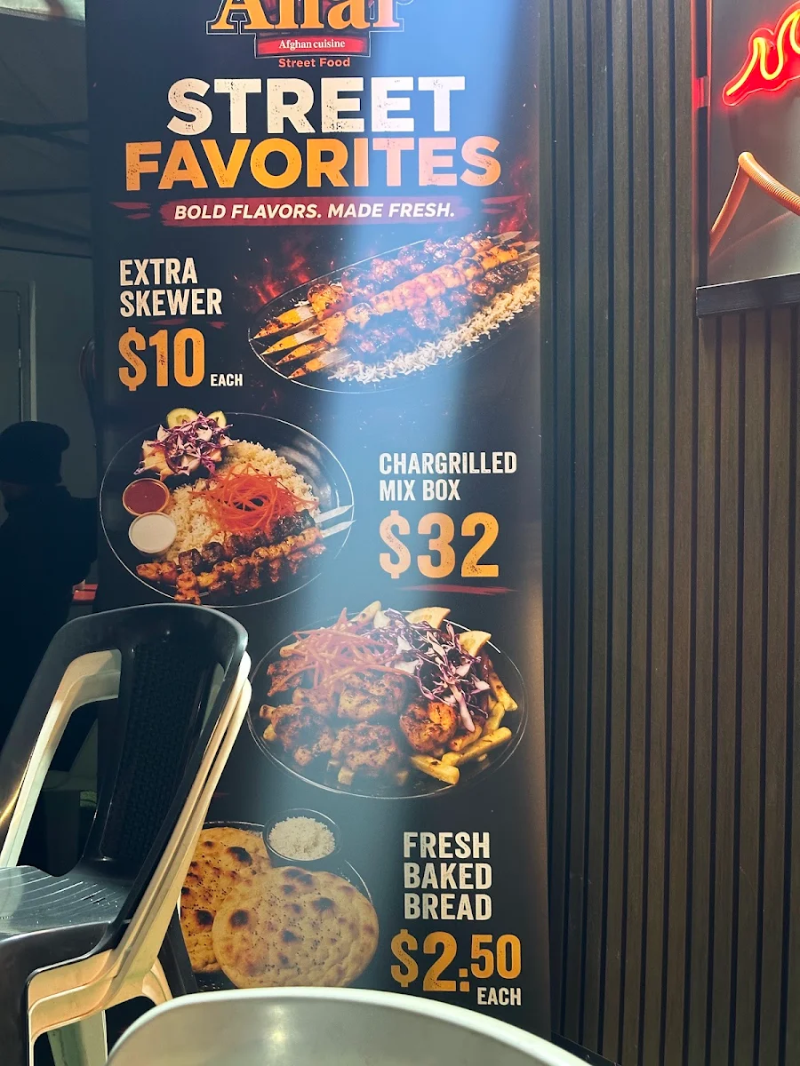 Menu, Anar Afghan Cuisine Street Food