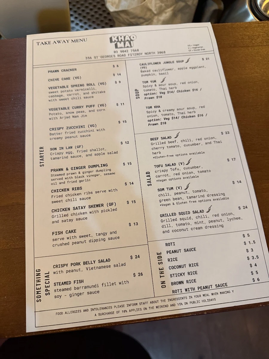 Menu, Khaomai Eatery & Bar