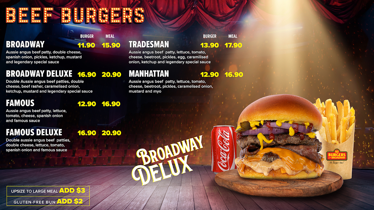 Menu, Burgers On Broadway Summer Hill