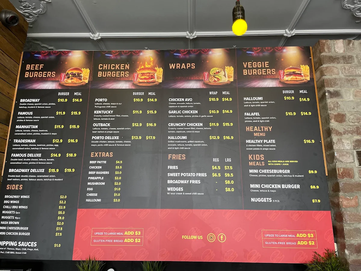 Menu, Burgers On Broadway Summer Hill