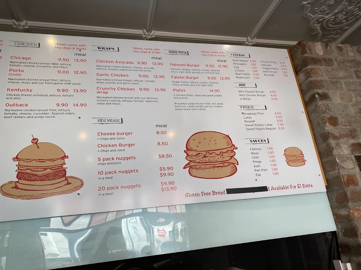 Menu, Burgers On Broadway Summer Hill