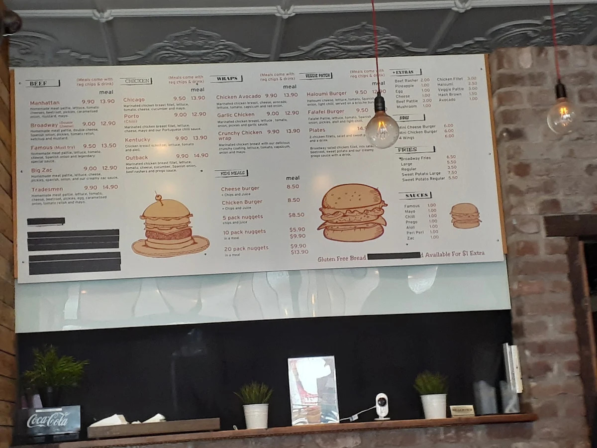 Menu, Burgers On Broadway Summer Hill