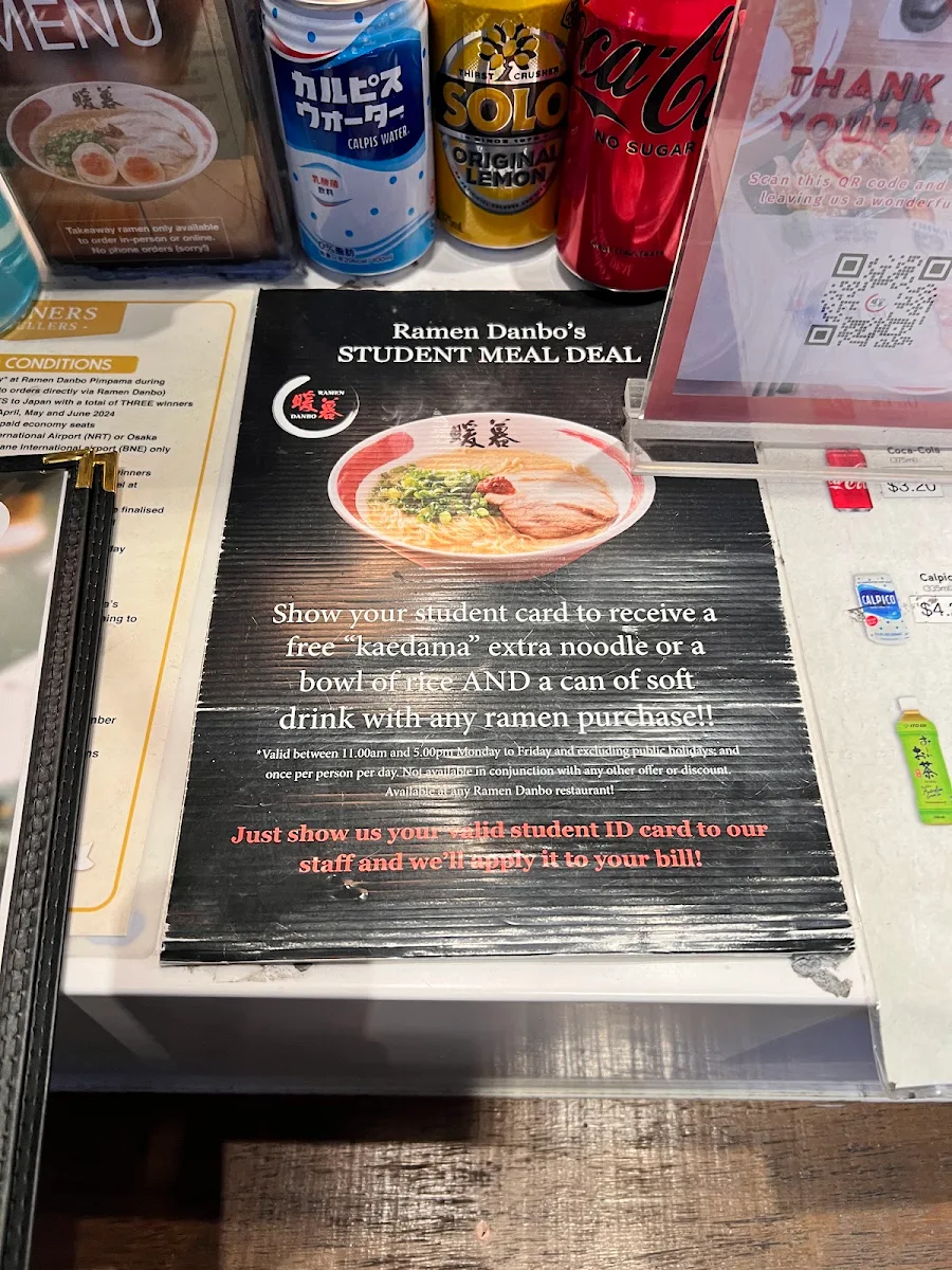 Menu, Ramen Danbo Brisbane City East