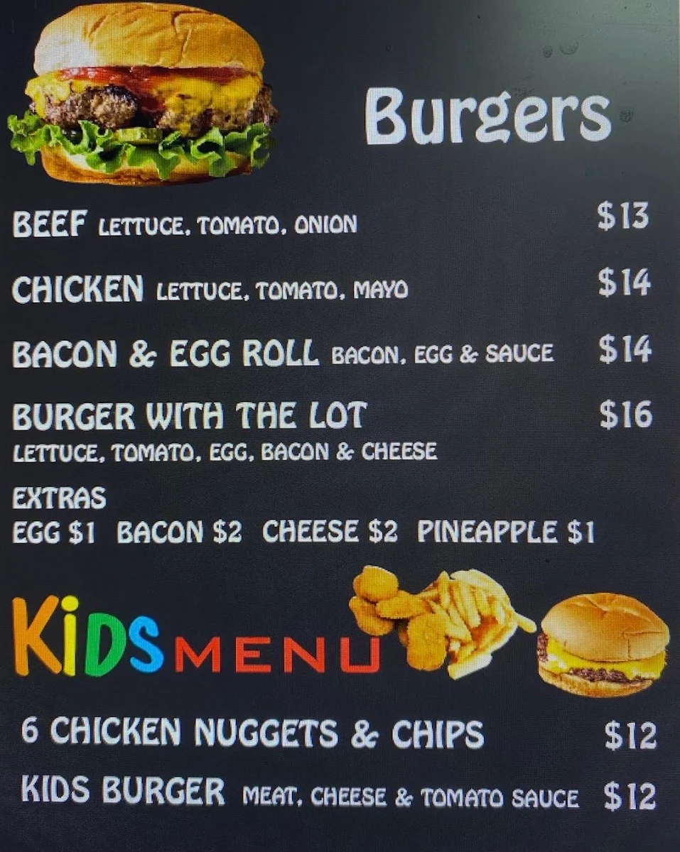Menu, Bega Valley Kebab House