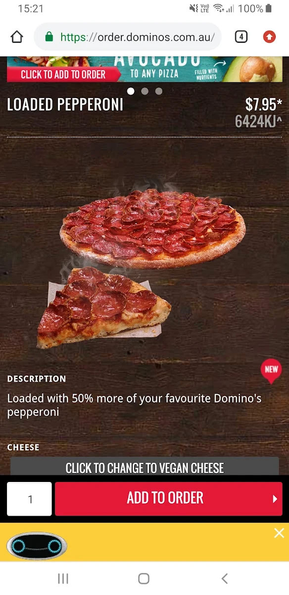 Menu, Domino's Pizza Queanbeyan