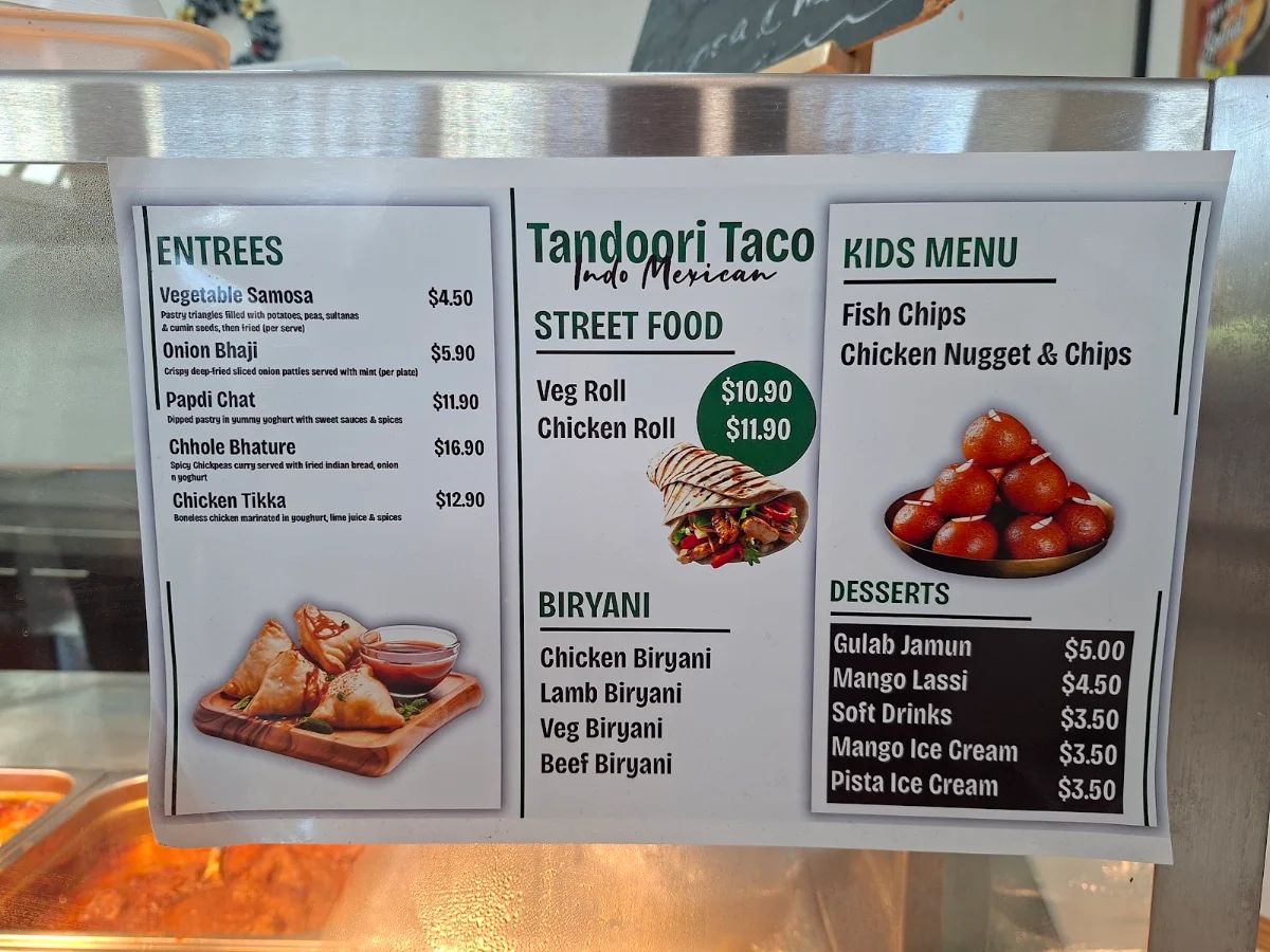 Menu, Tandoori Taco
