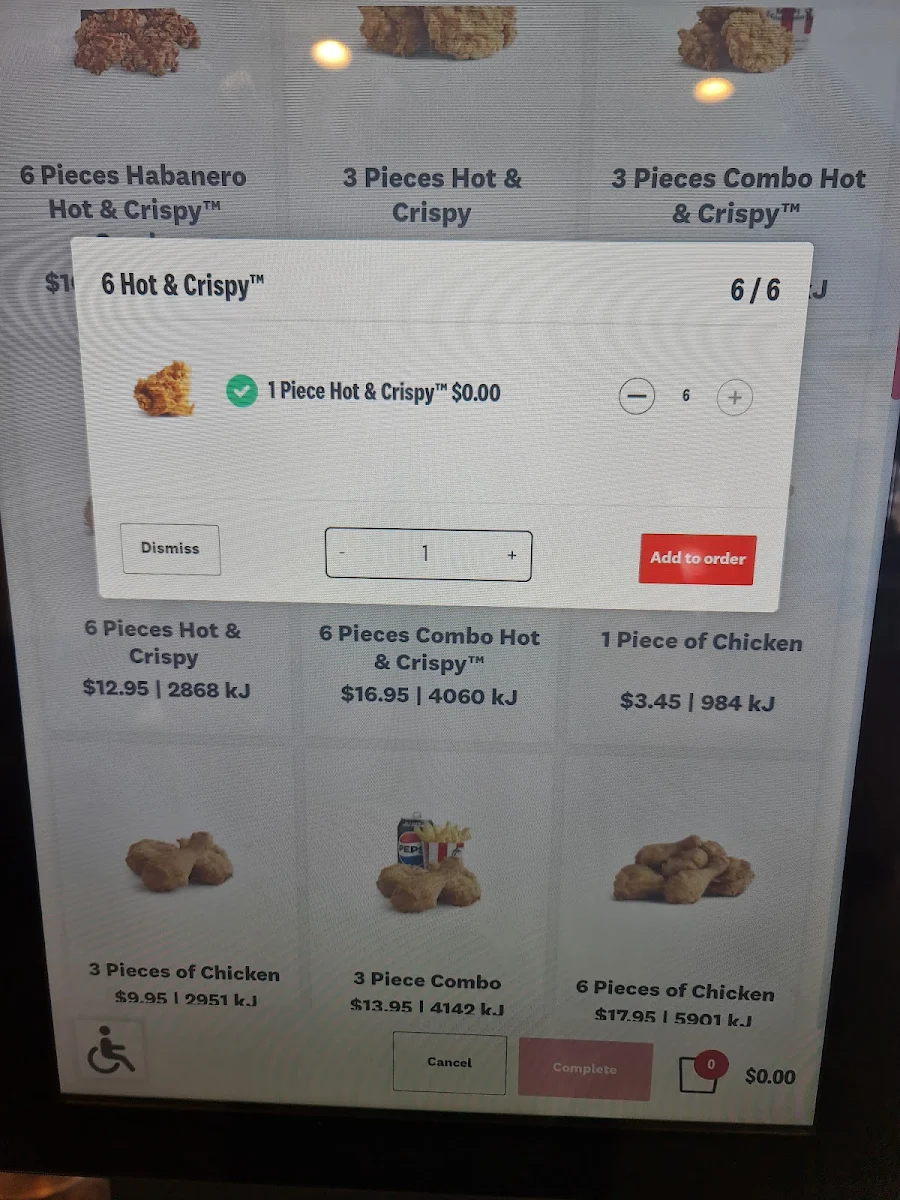 Menu, KFC Karawara