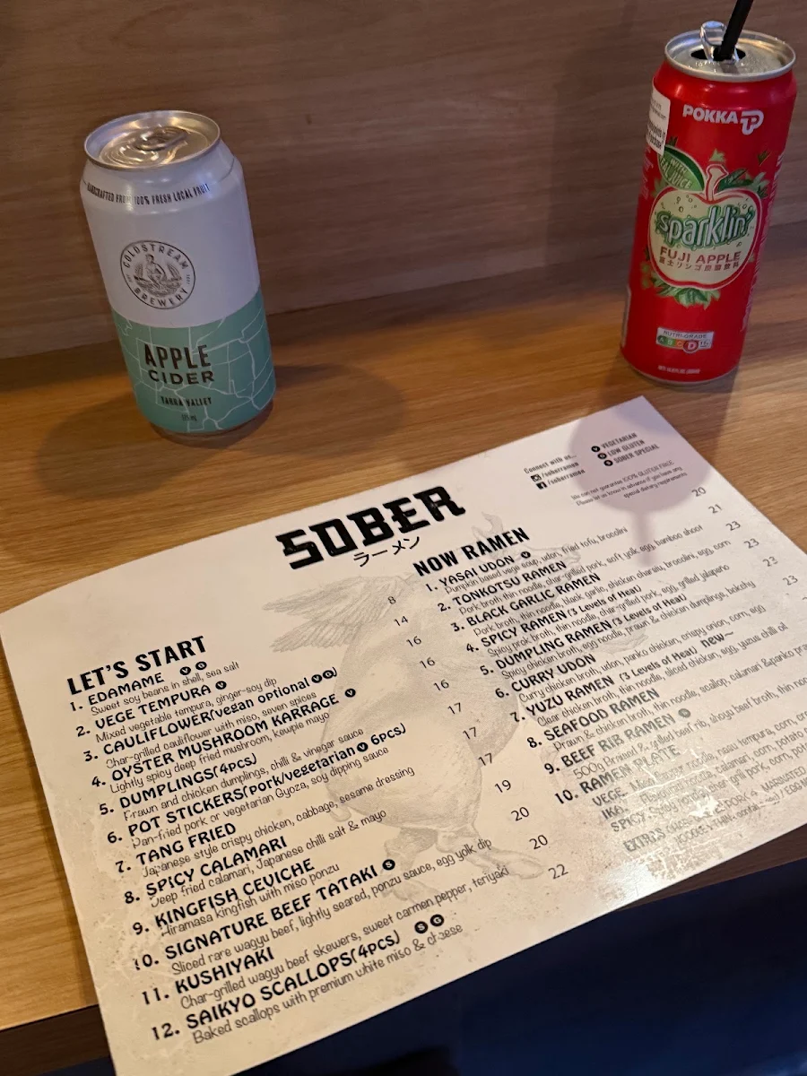 Menu, Sober Ramen
