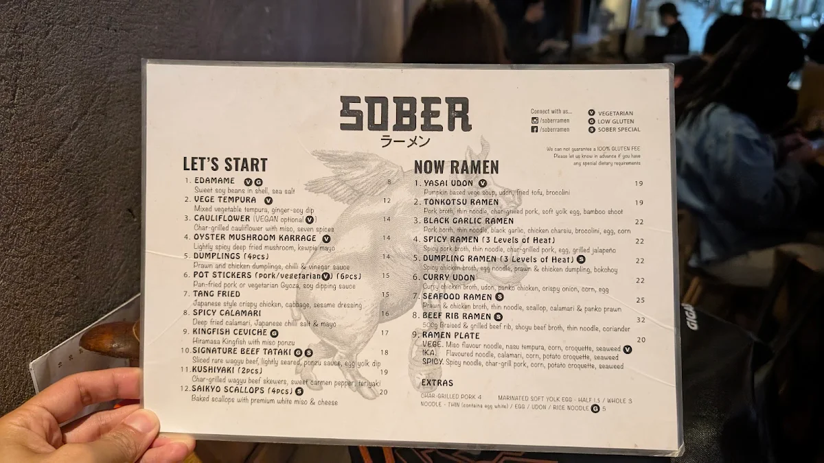Menu, Sober Ramen