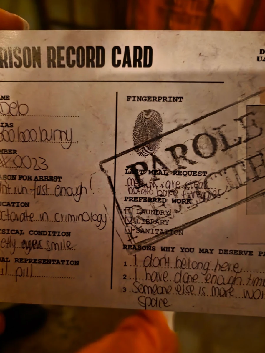 Menu, Alcotraz Melbourne: Cell Block Five-Nine-Two