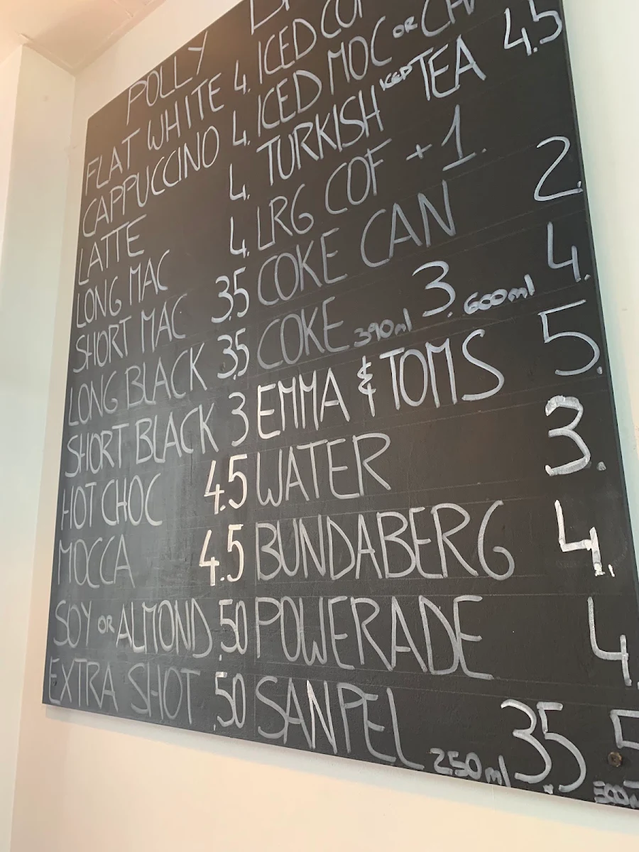 Menu, Livingstone Cafe