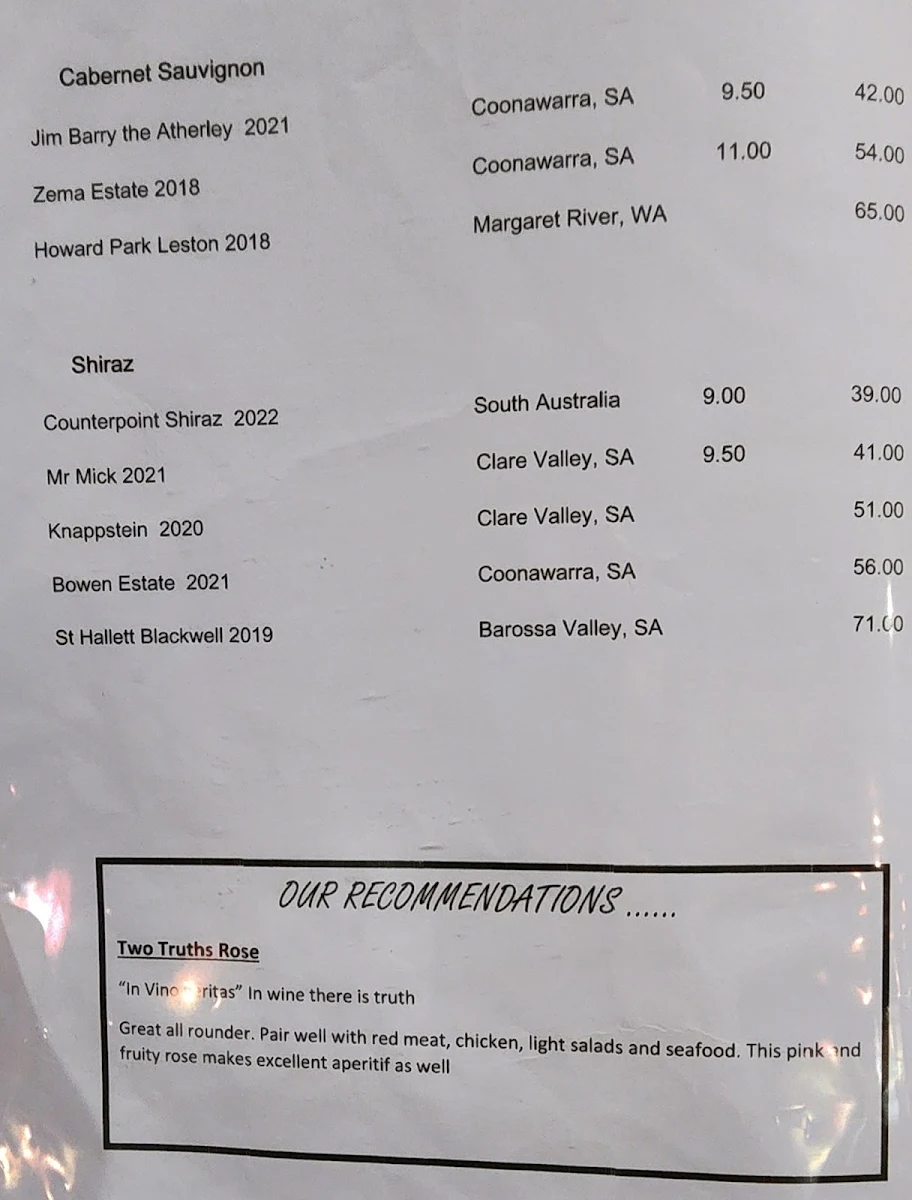 Menu, Bayleaf Balinese Restaurant