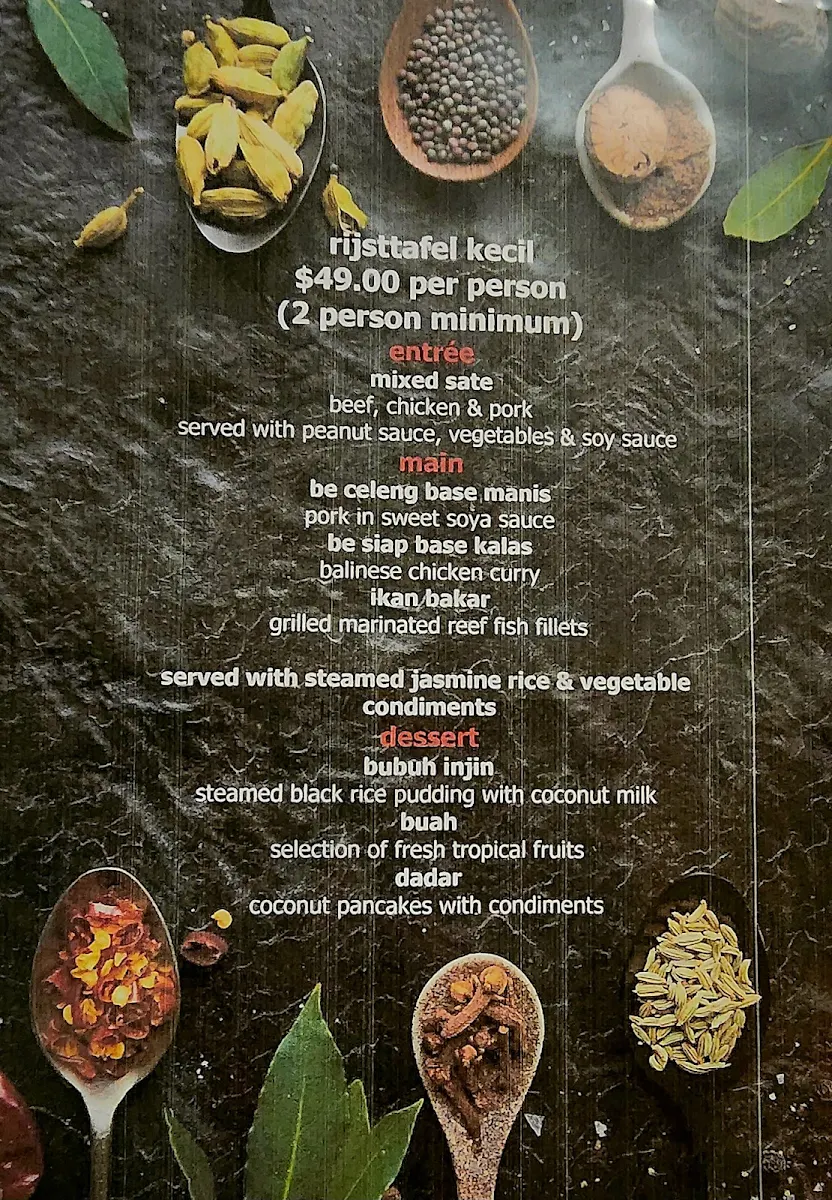Menu, Bayleaf Balinese Restaurant