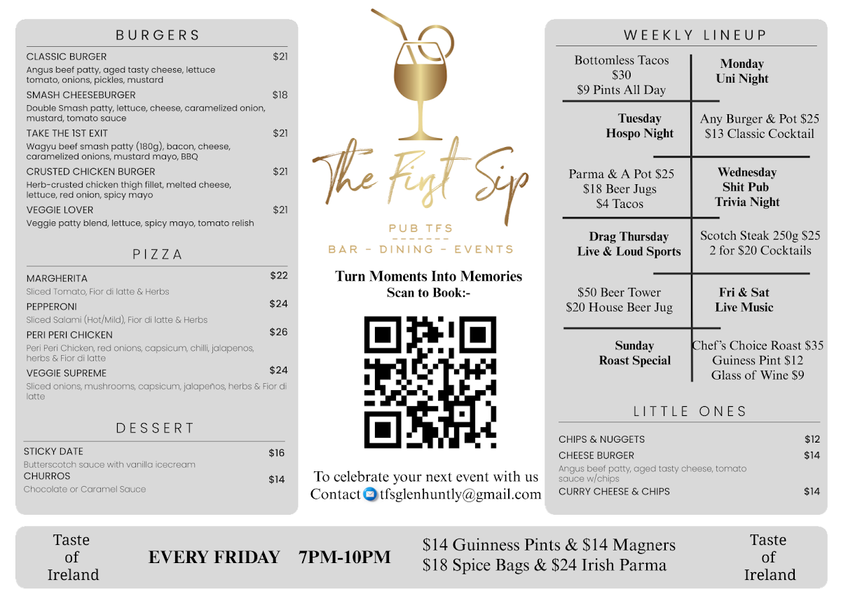 Menu, The First Sip