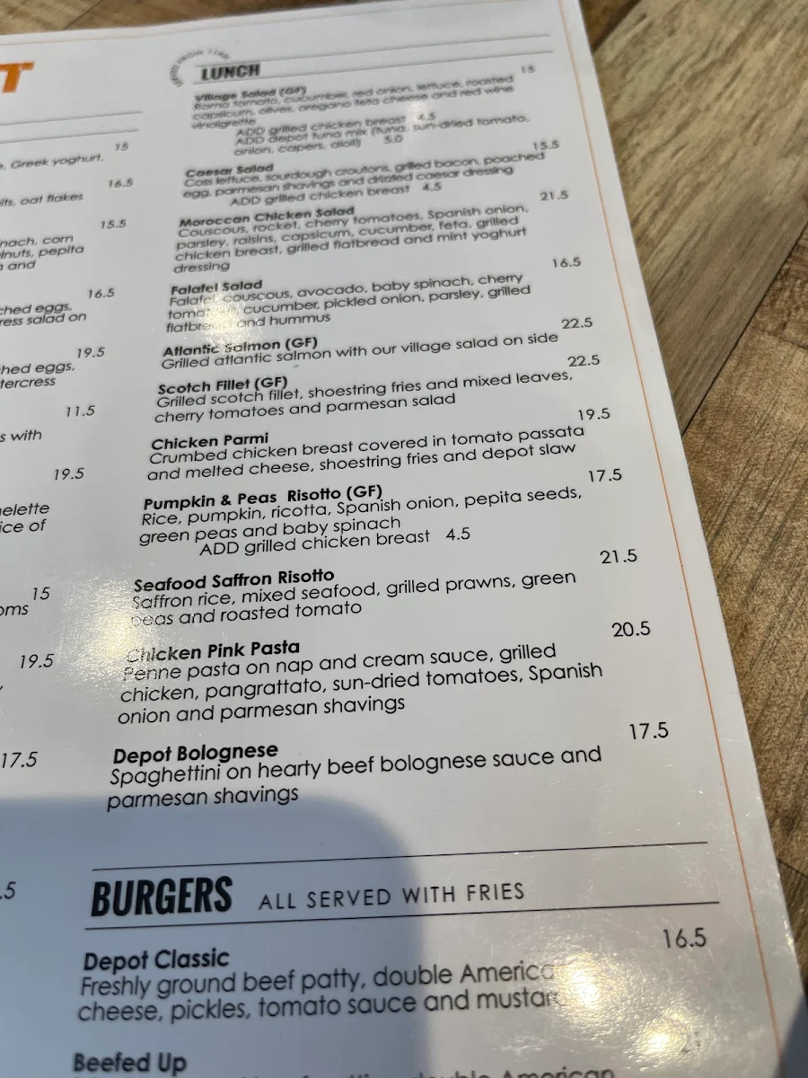 Menu, The Shed Cafe - Moore Park