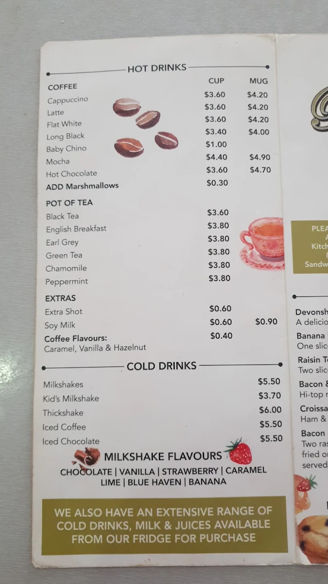 Menu, South Wagga Bakery