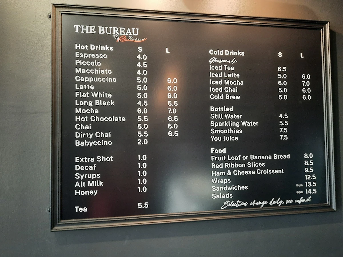 Menu, The Bureau Cafe