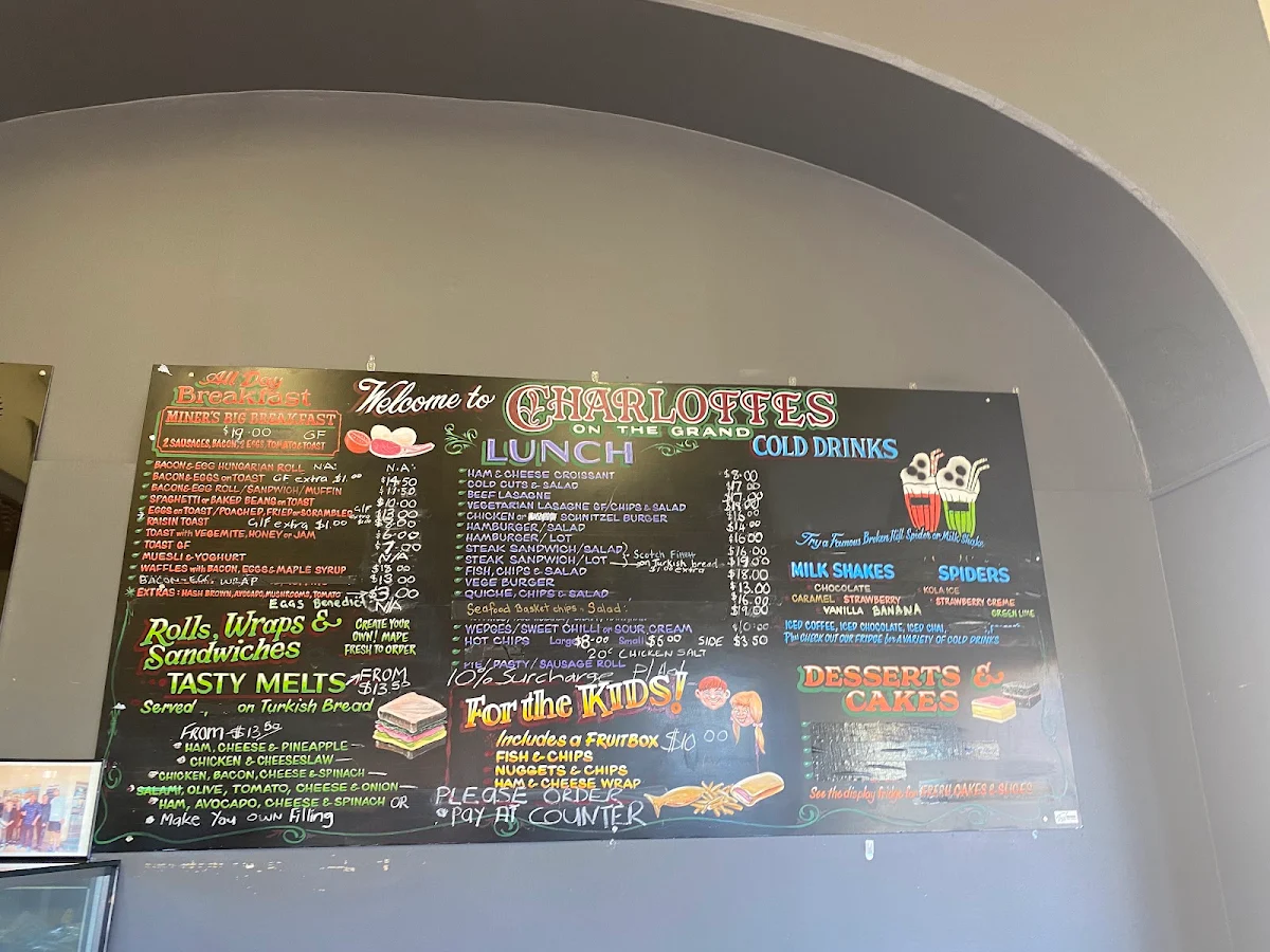 Menu, Charlotte's at the Grand