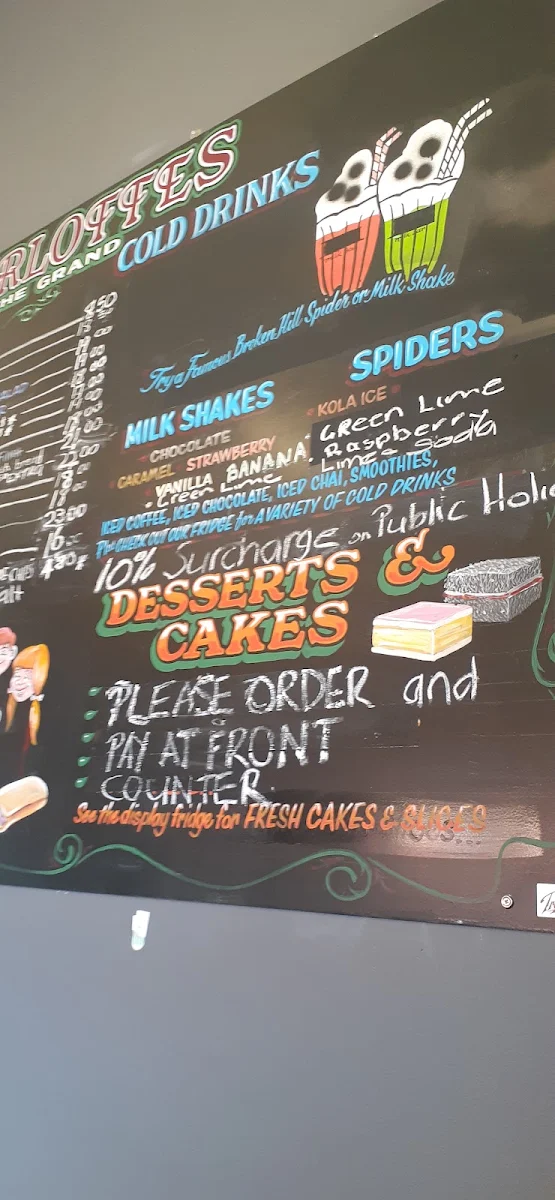 Menu, Charlotte's at the Grand