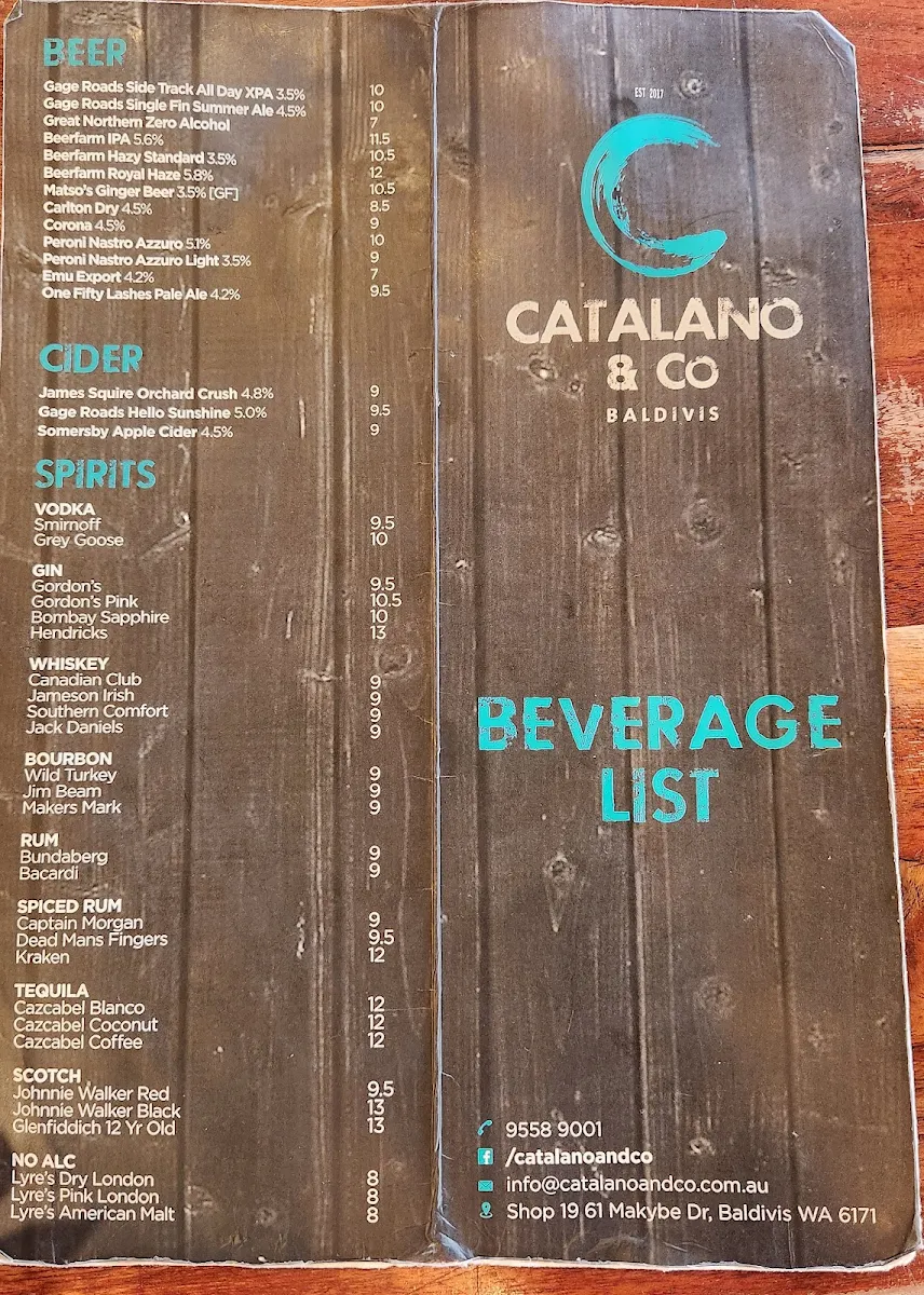 Menu, Catalano & Co Baldivis