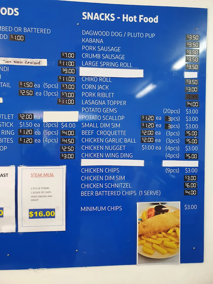 Menu, Middle Road Takeaway