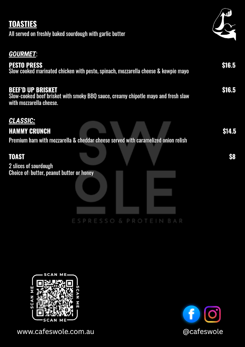 Menu, Cafe Swole